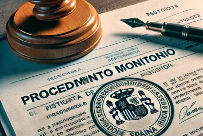 Documento de petición inicial sellado en un Juzgado de Primera Instancia para iniciar un procedimiento monitorio.